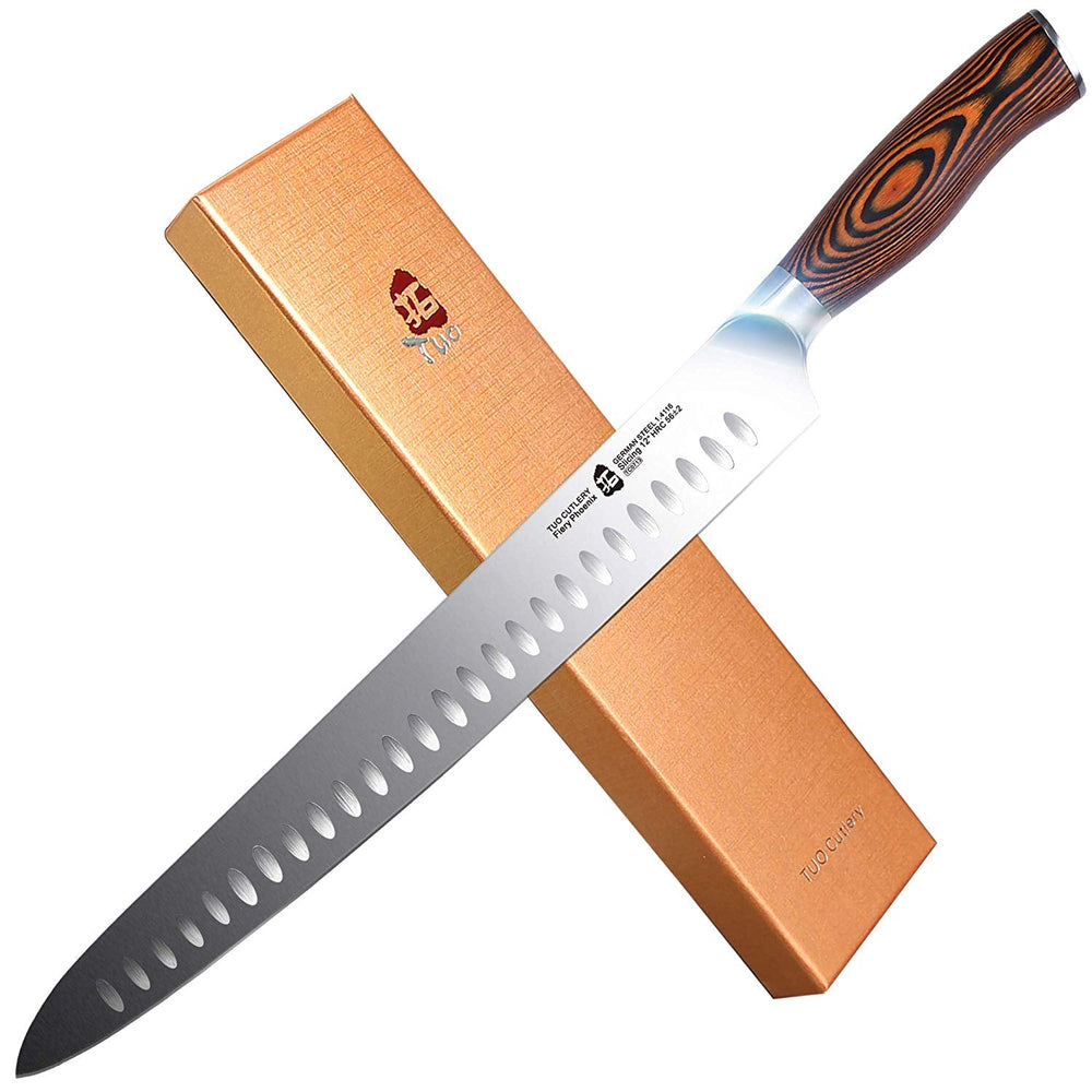 Slicer 12" - Granton Carving Knives Hollow Ground Meat Cutting Knife Kitchen Long Slicer & Carver